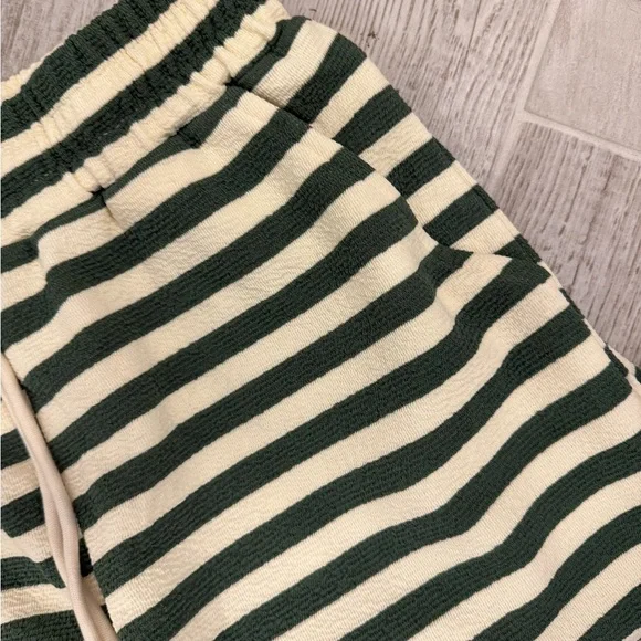 Green and White Striped Shorts - Picture 2 of 4
